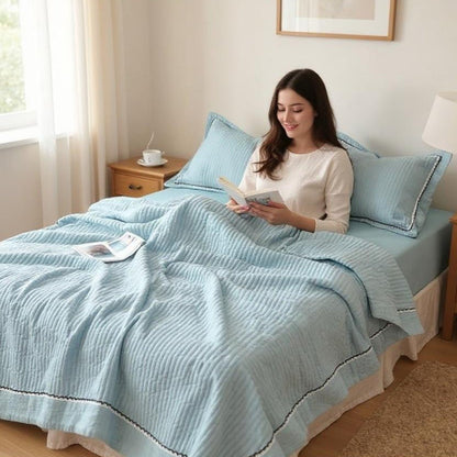 Couette Été - CottonSummerQuilt™ - Bleu - Boutique Chez Soi