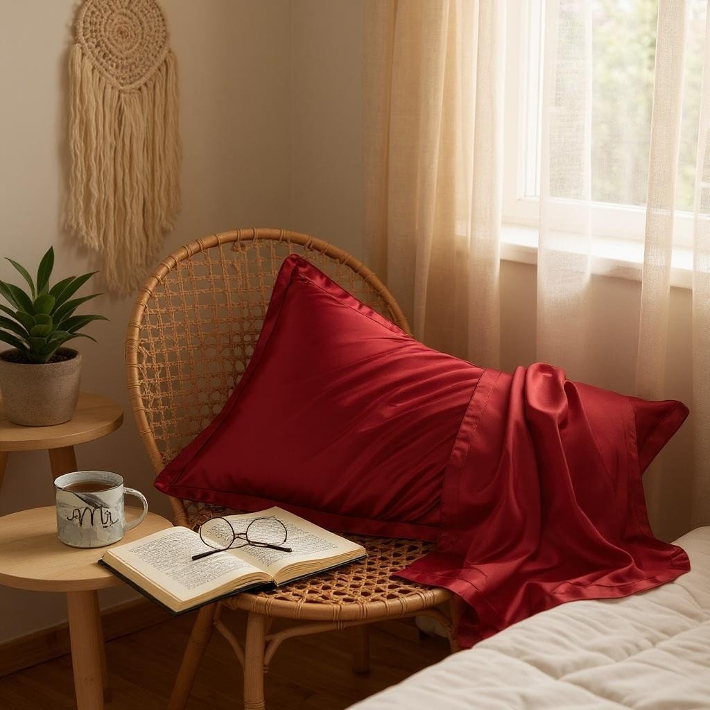 Taie d'Oreiller en Soie - PureSilkDream™ - Rouge - Boutique Chez Soi